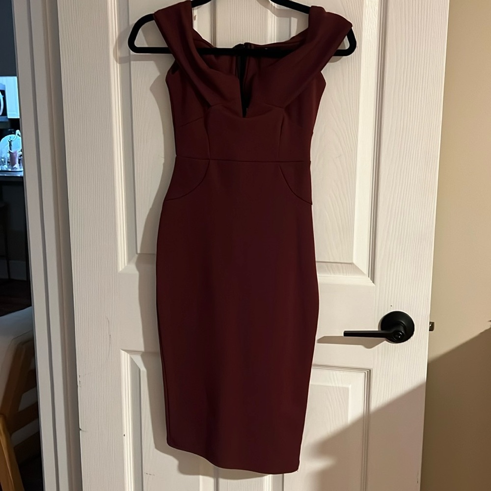Misguided Maroon Bodycon Midi Dress